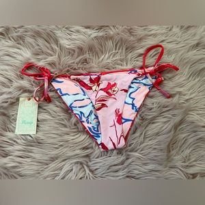 NWT Maaji Womens Floral Sunny Tie Side Bikini Bottoms Reversible Multicolor